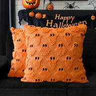 Detailed information about the product Halloween Ghost Decorative Pillow Covers 45x45cm Set of 2,Orange Soft Plush Faux Fur Farmhouse Throw Cushion Cases for Fall Autumn Holiday Home Decorations