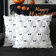 Detailed information about the product Halloween Ghost Decorative Pillow Covers 50x50cm Set of 2,Beige Soft Plush Faux Fur Farmhouse Throw Cushion Cases for Fall Autumn Holiday Home Decorations