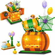 Detailed information about the product Halloween Pumpkin Building Toy with LED Light, 335 PCS Halloween Pumpkin Candy House Building Blocks Set for Boys Girls 6 7 8 9 10 11 12+ Years Old