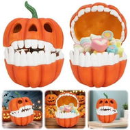Detailed information about the product Halloween Pumpkin Storage Box Decoration with Teeth,Unique Funny Pumpkin Prop for Indoor Outdoor Party Decor