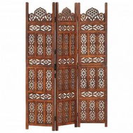 Detailed information about the product Hand Carved 3-Panel Room Divider Brown 120x165 cm Solid Mango Wood