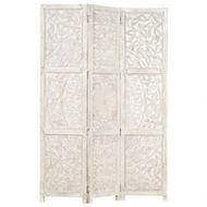 Detailed information about the product Hand Carved 3-Panel Room Divider White 120x165 Cm Solid Mango Wood