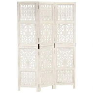 Detailed information about the product Hand Carved 3-Panel Room Divider White 120x165 cm Solid Mango Wood