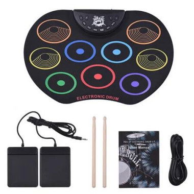 Hand Drum Kit Beginners Winding Electronic Percussion USB Pedal Set Kids Musical Learing Instruments Toys