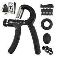 Detailed information about the product Hand Grip Strengthener Exercise Kit with 5 Pieces, Hand Exerciser for Men Women, Finger Stretcher, Stress Relief Ball, for Grip Strength Training, Black