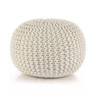 Detailed information about the product Hand-Knitted Pouffe Cotton 50x35 Cm White