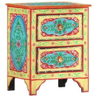 Detailed information about the product Hand Painted Bedside Cabinet 40x30x50 cm Solid Mango Wood