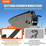 Detailed information about the product Hand Winch, 907.1 kg Pulling Capacity, Boat Trailer Winch Heavy Duty Rope Crank with 7 m Polyester Strap and Two-Way Ratchet, Manual Operated Hand Crank Winch for Trailer, Boat or ATV Towing