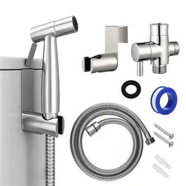 Handheld Bidet Sprayer Kit 304 Stainless Steel Toilet Bathroom Cloth Diaper Adjustable Pressure Hose Easy Install Bath Shower Attachment