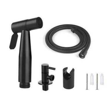 Handheld Bidet Toilet Sprayer Premium Modern Bathroom Bidet Sprayer Set For Toilet - Adjustable Water Pressure Control Baby Cloth Diaper Sprayer With Complete Accessories (Black)