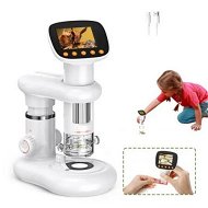 Detailed information about the product Handheld Digital Microscope with Stand,2 LCD Screen,1000X Pocket Microscope for Kids with 8 Adjustable LED Lights,Coins Electronic Magnifier Camera-White