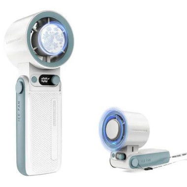 Handheld Fan with Ice Cooler, 6000mAh Rechargeable Battery Powered Portable Fan, Mini Personal Hand Held Fan for Travel Outdoor, White