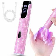 Detailed information about the product Handheld UV Light for Gel Nails,Pink Diamond Mini UV Light for Nails Cordless Nail Lamp Rechargeable with Led Display Lamp for Rhinestone Glue Decoration