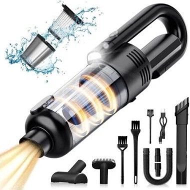 Handheld Vacuum Cordless 6500PA Car Vacuum Portable Vacuum Cleaner with LED Light with Multiple Accessories, Storage Bag for Home Car Office(Black)