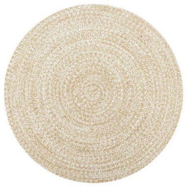 Handmade Rug Jute White And Natural 90 Cm