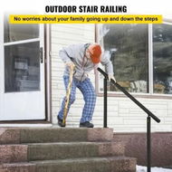 Detailed information about the product Handrail for Outdoor Steps Aluminum Stair Handrail Fit 0-5 Steps w/ Installation Kit