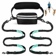 Detailed information about the product Hands Free Dog Leash with Pouch,Double Leash for Two Dogs Retractable Bungee with Double Padded Handles for Dog Walking Running Leash for Dogs(Black-Green)