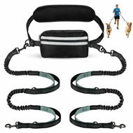 Detailed information about the product Hands Free Dog Leash with Pouch,Double Leash for Two Dogs Retractable Bungee with Double Padded Handles for Dog Walking Running Leash for Dogs,Green