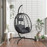 Detailed information about the product Hanging Egg Chair with Cushion Anthracite Poly Rattan&Steel