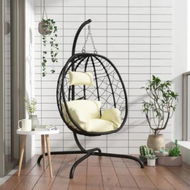 Detailed information about the product Hanging Egg Chair with Cushion Cream White Poly Rattan&Steel