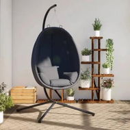 Detailed information about the product Hanging Egg Chair with Stand Anthracite Fabric and Steel