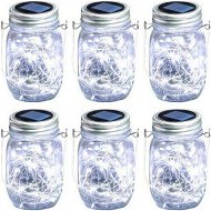 Detailed information about the product Hanging Mason Jar Solar Lights 6 Pack 20 LEDs IPX6 Waterproof Fairy Lights With Jars And Hangers Daylight Color