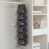 Detailed information about the product Hanging Shoe Organizer,Shoe Storage Bag Non-Woven Hanging Closet Organizers,12 Compartment Dustproof Storage Convenient Shoe Rack(Grey)