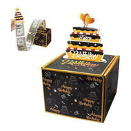 Detailed information about the product Happy Birthday Money Box for Cash Gift Pull, Black and Gold Birthday Surprise Money Gift Box for Friends and Family