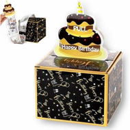 Detailed information about the product Happy Birthday Money Box for Cash Gift Pull, Black and Gold Birthday Surprise Money Gift Box for Friends and Family