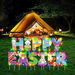 Happy Easter Yard Signs Banner Decorations Outdoor With LED string light Lawn Decorations Eggs Yard Stake Bunny Outdoor Decorative. Available at Crazy Sales for $24.11