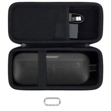 Hard Travel Case for Bose SoundLink Flex Bluetooth Speaker Portable Protective Extra Mesh Pocket for Charger Charging Cables Black