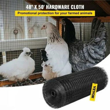 Hardware Cloth, 48' x 50' & 1'x1' Mesh Size, Galvanized Steel Vinyl Coated 16 Gauge Chicken Wire Fencing with A Cutting Plier & A Pair of Fabric Gloves, for Garden Fencing & Pet Enclosures,