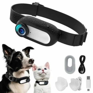 HD1080P Pet Tracker Collar No WiFi Needed Dog Cat Camera Video Records Mini Body Cam Indoor Outdoor with 64g TF card Birthday Gift