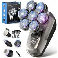 Detailed information about the product Head Shavers for Bald Men - 5-in-1 Electric Head Shaver Grooming Kit, 7D Floating Wet Dry Razor for Bald Heads with LED Smart Display Turbo Speed