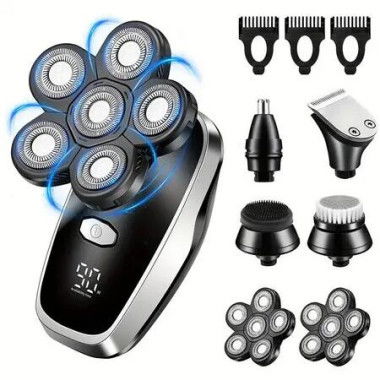 Head Shavers for Bald Men Rotary Electric Razor Cordless Electric Shaver Rechargeable Head Shaver, Multifunctional Shaving Grooming Kit (Black)