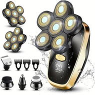 Detailed information about the product Head Shavers for Bald Men Rotary Electric Razor Cordless Electric Shaver Rechargeable Head Shaver, Multifunctional Shaving Grooming Kit (Gold)