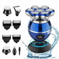 Detailed information about the product Head Shavers for Men 7D Electric Head Shaver 6-in-1 Wet Dry Rotary Head Razor with Dispaly, Men's Grooming Kit with Beard Nose Trimmer,Brush(Blue)