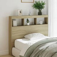 Detailed information about the product Headboard Cabinet with LED Sonoma Oak 120x17x102 cm