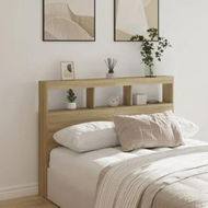 Detailed information about the product Headboard Cabinet with LED Sonoma Oak 140x17x102 cm