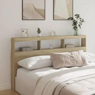 Detailed information about the product Headboard Cabinet with LED Sonoma Oak 180x17x102 cm