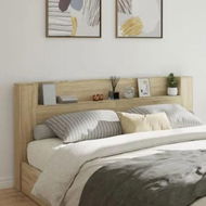 Detailed information about the product Headboard Cabinet with LED Sonoma Oak 220x16.5x103.5 cm