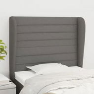 Detailed information about the product Headboard with Ears Dark Grey 103x23x118/128 cm Fabric