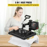 Detailed information about the product Heat Press 12 X 15 Inch 5 In 1 Heat Press 1250 W Heat Press Machine Swing Away Black Heat Press T-Shirt Sublimation Printer Transfer 360 Degree Rotation for DIY T-Shirts Hat and Shoes