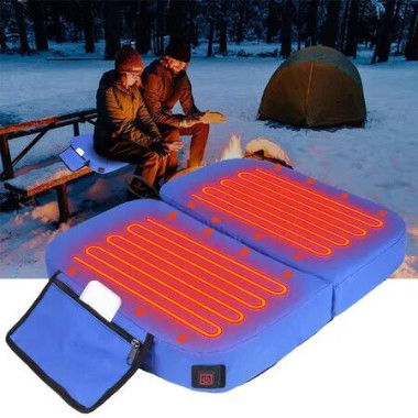 Heated Seat Cushion, Foldable Heated Stadium Cushion for Bleacher, 3 Level Heat Setting, Heated Seat Pad for Camping Stadium Office (Blue)