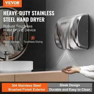 Detailed information about the product Heavy Duty Commercial Hand Dryer 1800W Automatic High Speed Stainless Steel Warm Wind Hand Blower 220V-240V Plug In/Hardwired Two Power Options Compliant