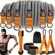 Detailed information about the product Heavy Resistance Exercise Bands 300lbs with Handles Workout Bands for Men, Weight Bands Set for Muscle Training, Strength, Slim, Home Gym Equipment(Orange)
