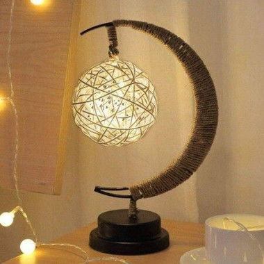 Hemp Rope Night Light Bedside Table Lamp Sepak Takraw Shaped Lighting Kids Girls Christmas Birthday Gift (Warm Light - Sepak Takraw)