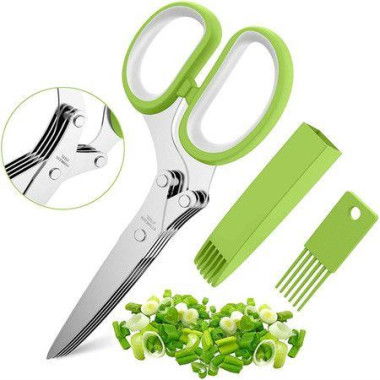 Herb Scissors Set With 5 Blades And Cover - Multipurpose Kitchen Chopping Shear Mincer Sharp Dishwasher Safe Kitchen Gadget