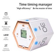 Detailed information about the product Hexagon Flip Timer Mutable Countdown Timers with LED Display 15 Seconds Long Prompt Office Hours Reminder for Classroom Kids Learning-White