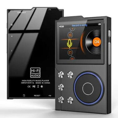 HiFi MP3 Player with Bluetooth,Lossless DSD DAC High Resolution Portable Digital Audio Music Player,Bi Directional Bluetooth5.3 Built in 16GB Memory-Black